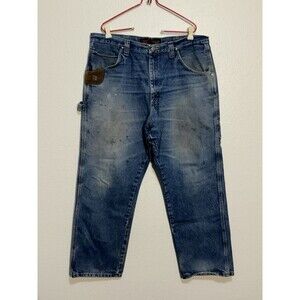VTG Wrangler Riggs Workwear Jeans Distressed Mens Sz 38 Carpenter Dura Shield
